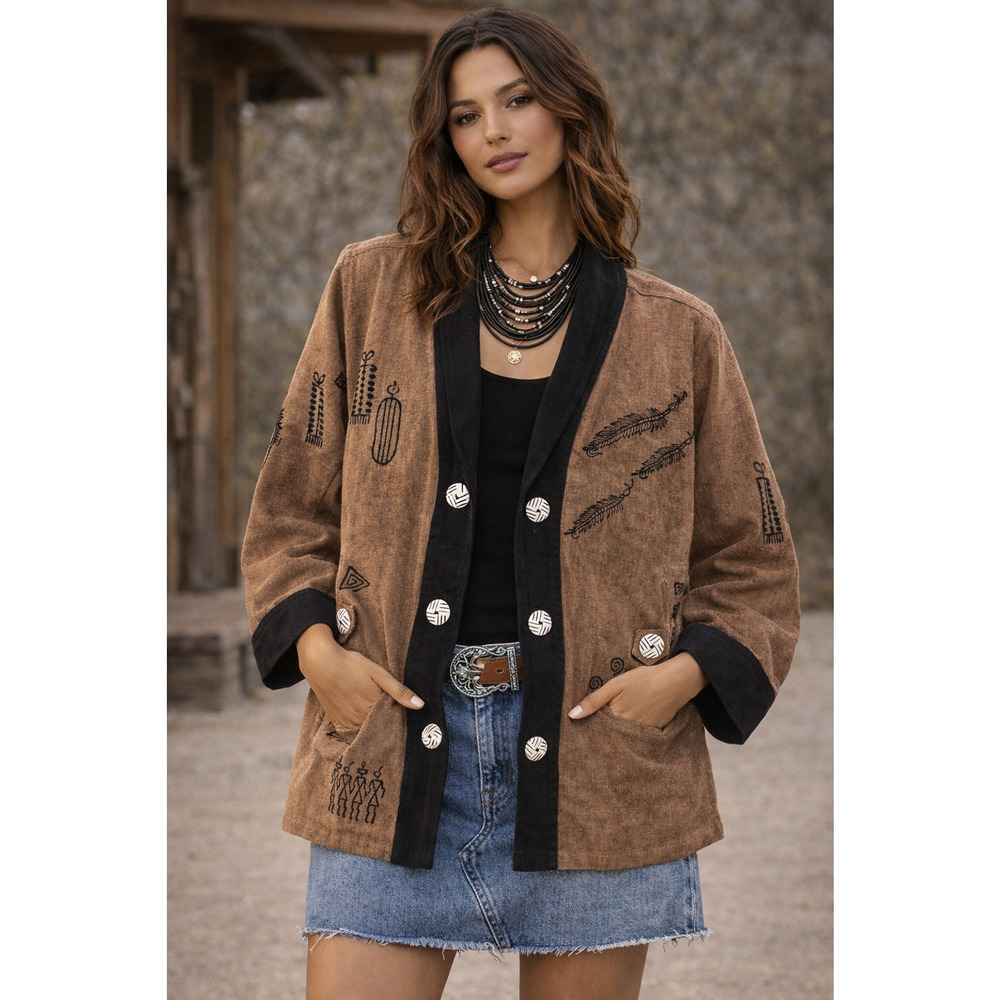 Venus Imports Tribal Boho Western Cotton Blazer